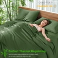 thumbnail image 5 of Sonoro Kate Breathable Bamboo Bed Sheet Set - Deep Pockets - 4 Piece, Queen, Olive Green, 5 of 6