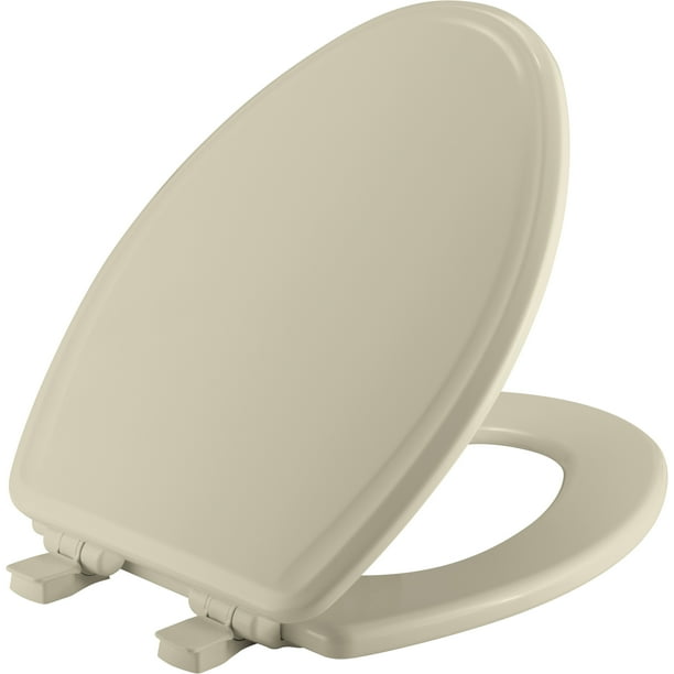 Mayfair Lift off Elongated Enameled Wood Toilet Seat in Bone with STA