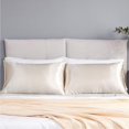thumbnail image 5 of Funda de almohada de satén para cabello y piel, paquete de 2 fundas de almohada de seda, tamaño Queen (51*66 cm), juego de 2 con cierre tipo sobre (beige), 5 of 5