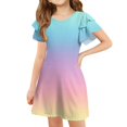thumbnail image 2 of Girls Summer Dress Tween Dresses Gradient Short Sleeve Dress Soft Comfortable Perfect for Casual Wear and Special Occasions ,Sie:120, 2 of 5