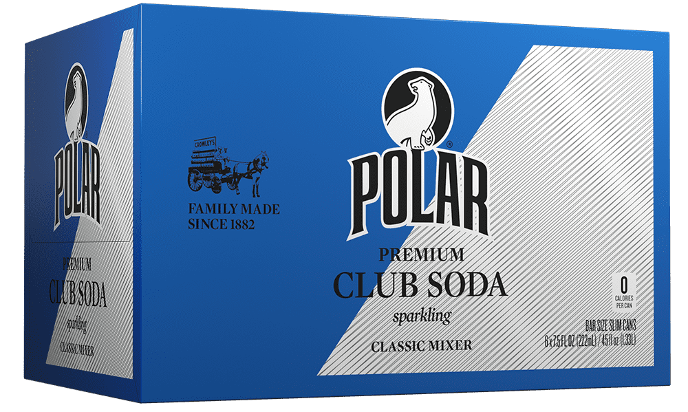 Polar Beverages Club Soda, 7.5 oz, 6 Pack Cans