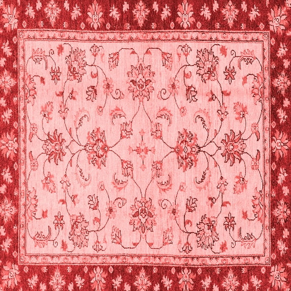 Ahgly Company Machine Washable Indoor Square Oriental Red Traditional Area Rugs, 5' Square