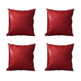 thumbnail image 2 of Boho Set of 4 Handcrafted Decorative Throw Pillow Cover Vegan Faux Leather Solid 17" x 17" Red Square for Couch, Bedding, 2 of 3