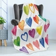 thumbnail image 4 of Grunge Soft Flannel Fleece Blanket, Rainbow Color Heart Shapes Valentine's Day Design Romantic His and Hers Theme, Cozy Plush for Indoor and Outdoor Use, 50" x 70", Red Blue Yellow, by Ambesonne, 4 of 5