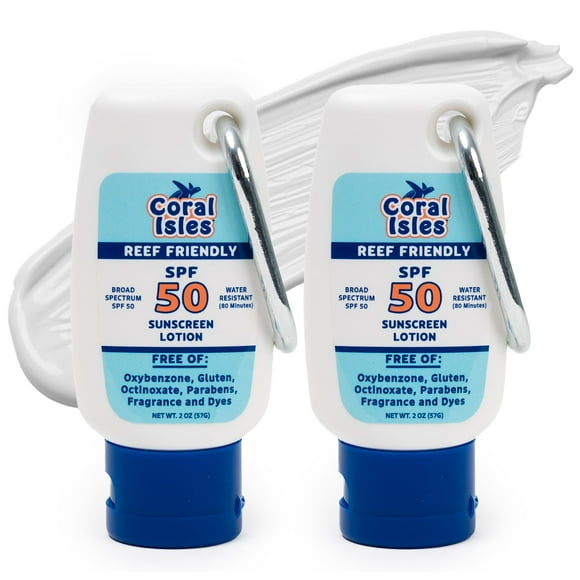 Protector solar Coral Isles SPF 50 de amplio espectro UVA/UVB 60 ml x2