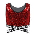 thumbnail image 5 of iiniim Kids Girls Sequin Sleeveless Hip Hop Latin Modern Jazz Dance Crop Tank Top Vest Performance Red 4, 5 of 7