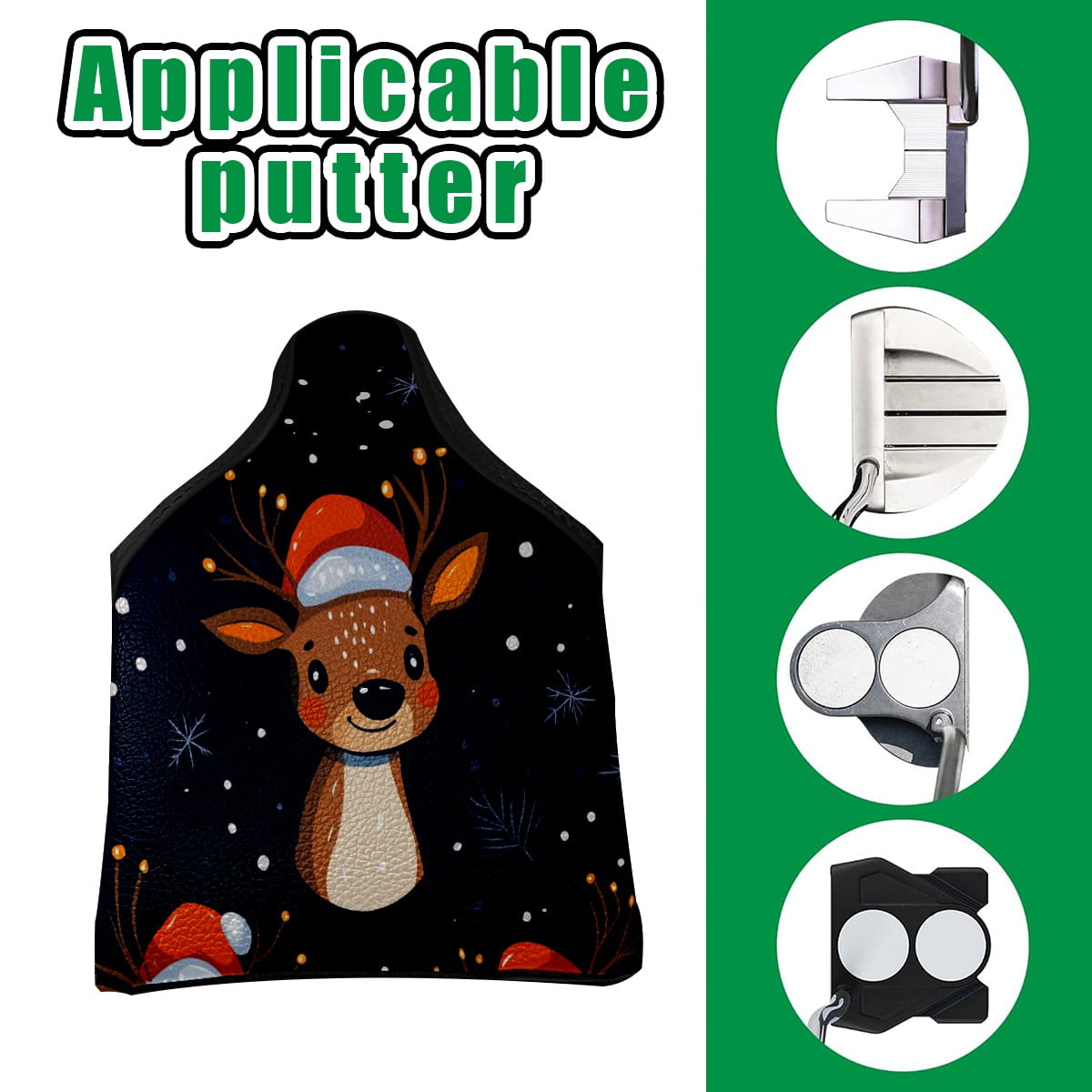 Golf Mallet Putter Cover Premium Leather Waterproof Golf Putter Head Cover with Magnetic Closure Cute Elk