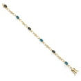 thumbnail image 2 of 18K Yellow Gold Plated Silver Green Mystic Topaz and London Blue Topaz and Round White Lab Grown Diamond Tennis Bracelet for Women (3.64 Cttw, Gemstone Birthstone, Oval 6X4MM, 7.25 inches), 2 of 4
