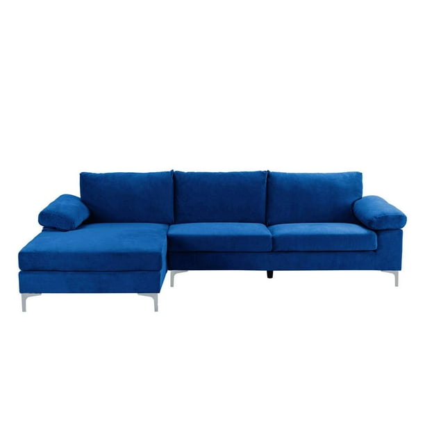 Mobilis Sectional Sofa, Royal Blue Velvet - Walmart.com - Walmart.com