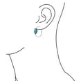 thumbnail image 4 of Bling Jewelry Womens Western Oval Blue Turquoise CZ Hoop Earrings Silver 1.25Inch, 4 of 6