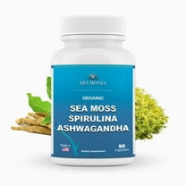 Belmonia Organic Sea Moss Spirulina Ashwagandha Capsules, 90 Count Made in USA, Superfood Supplements