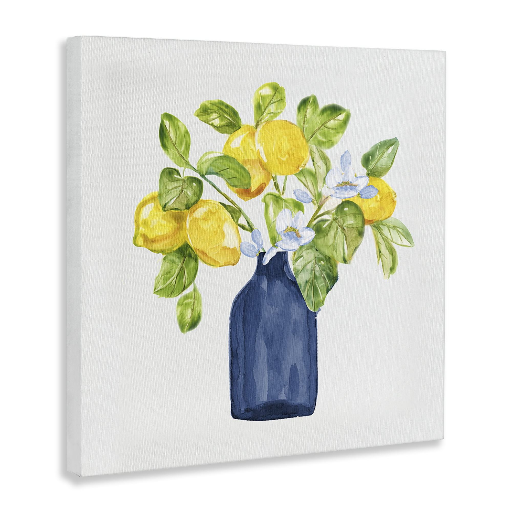 Stupell Industries Lemon Branches in Blue Food & Beverage Painting Wrapped Canvas Art Print Wall Art, 30 x 30