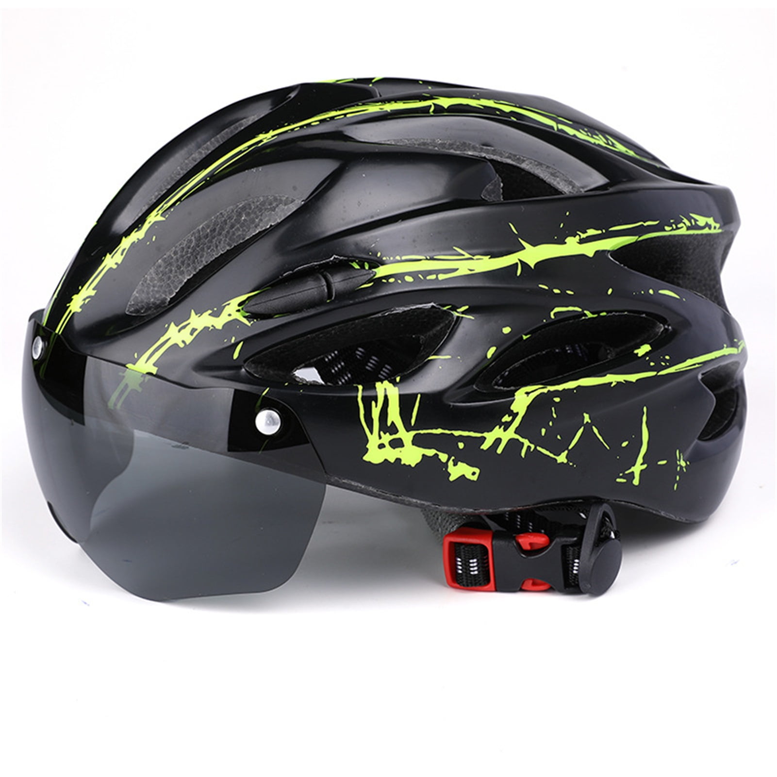 Bike Helmets With Goggles Road Bike Helmet Protection Buckle Impact Resistance Cycling Helmet With Goggles For Bike Race Dark Green
