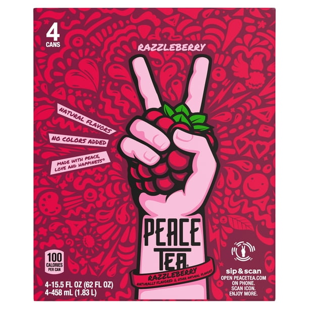 Peace Tea Razzleberry Cans, 15.5 fl oz, 4 Pack