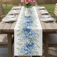thumbnail image 4 of Hydrangea Eucalyptus Table Runner 48 Inches, Summer Botanical Leaves Butterfly Bed Runner Dresser Scarves Tabletop for Indoor Outdoor Parties/Ceremony/Banquet, 13" x 48", 4 of 9