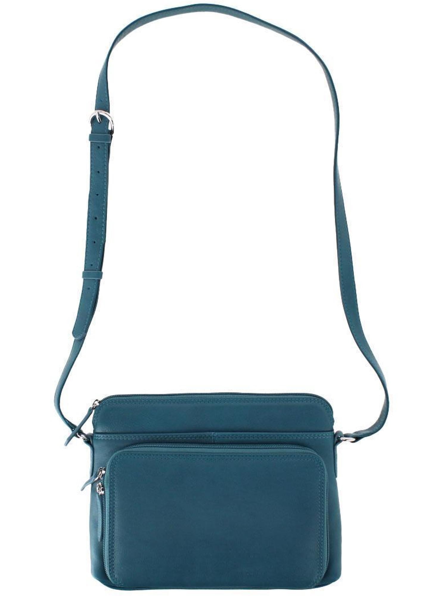 CTM  Leather Shoulder Bag Purse with Side Organizer (Women)