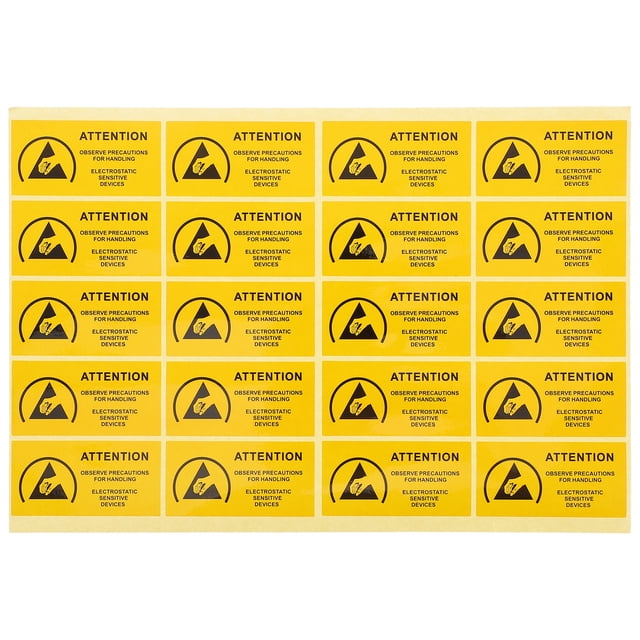 450pcs 60x30mm Dispositivos sensibles estáticos Adhesivos Señal de advertencia Dispositivo Adhesivo Papel tapiz Tienda Calcomanías para el edificio de oficinas de la escuela (Amarillo)