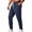 Dark Blue, variant on LMOIPLI Men's Corduroy Cargo Jogger Pants Elastic Drawstring Waist Multi Pocket Tapered Casual Streetwear Trousers Khaki M
