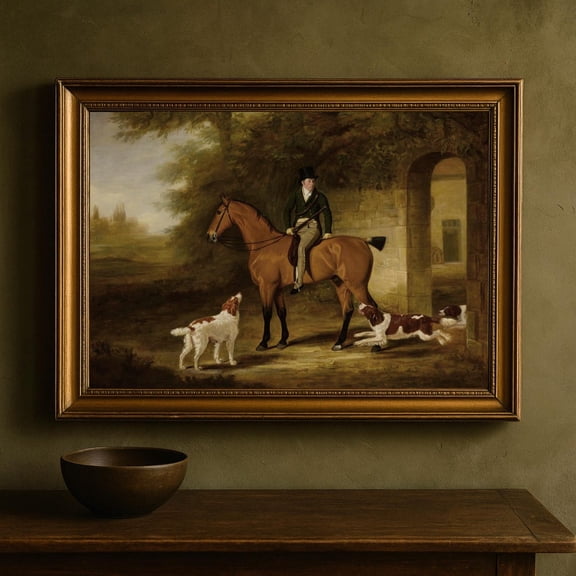 Equestrian Hunting Scene Poster Vintage English Countryside Art Home Decor, 8x12 UNFRAMED