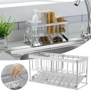 kiskick Stainless Steel Faucet Rack - Large Capacity - Strong Bearing Capacity - Hollow Sink Basket for Kitchen - Sink Organizer Rack
