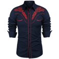 thumbnail image 1 of Camisa estilo western para hombre con estampado de rosas, solapa, manga larga, para exteriores, estilo urbano, con botones estampados, de diseñador de moda, estilo western, 1 of 6