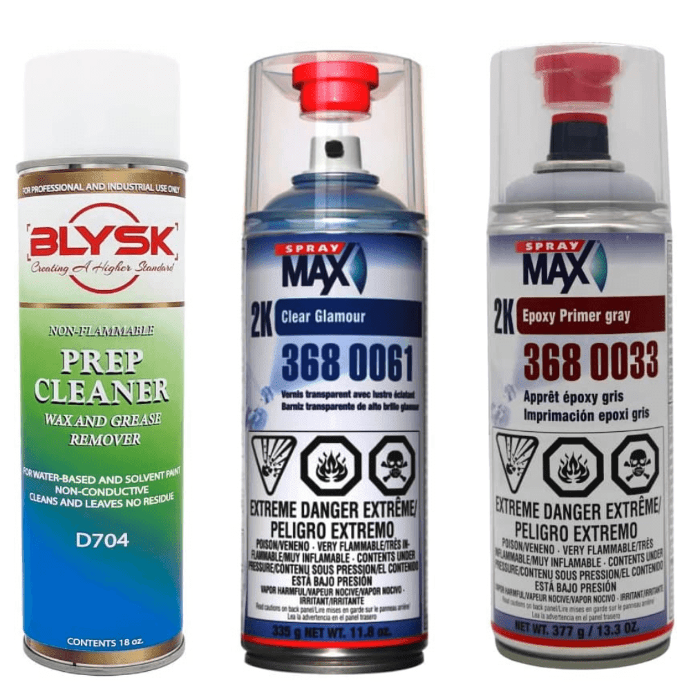 Blysk BundleSpray Max 2K Clear Glamour 2K Spray Max Epoxy Timer Gray Blysk Prep Cleaner Wax