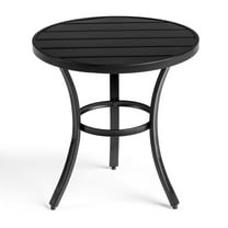 UBesGoo 20" Metal Outdoor Coffee Table - Round 3-Leg Patio Side Table for Garden, Deck & Indoor, Black