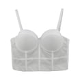 thumbnail image 2 of Mceream Corset Tops for Women Plus Size with Adjustable Spaghetti Strap Push up Bustier Lingerie Mesh Going Out Party Club Top Clubwear Camis Tee White M, 2 of 9