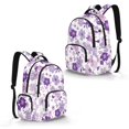 thumbnail image 2 of Whosucclay Purple Floral Print Kids Backpack for Boys Girls, Lightweight School Bag High School Kindergarten Elementary School with Large Capacity Adjustable Straps, 2 of 8