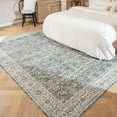 thumbnail image 3 of SIXHOME 4'x6' Area Rugs for Living Room Washable Rugs Vintage Floral Living Room Rug Traditional Aesthetic Carpet Soft Rugs for Bedroom Dining Room Office Retro Home Decor Gray, 3 of 7