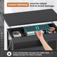 thumbnail image 6 of Itaar 40" Lift Top Coffee Table, 4 in 1 Coffee Tables with Storage Cabinet for Living Room, Small Farmhouse Coffee Table with 2 Fabric Drawers & LED Light for Dining Room, Black, 6 of 6
