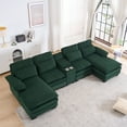 thumbnail image 4 of 124" U-Shaped Modern Sectional Sofa w/ Console, Cup Holders & Pillows,  Comfortable Seating, Boneless Couch for living room, 4 of 9