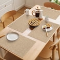 thumbnail image 3 of Khaki Placemats Set of 6 Rustic Farmhouse Solid Color Place Mats Indoor Wipeable Table Mats Washable Cloth Dining Table Placemats for Kitchen Holiday Party Home Decor 13x19 Inch, 3 of 7