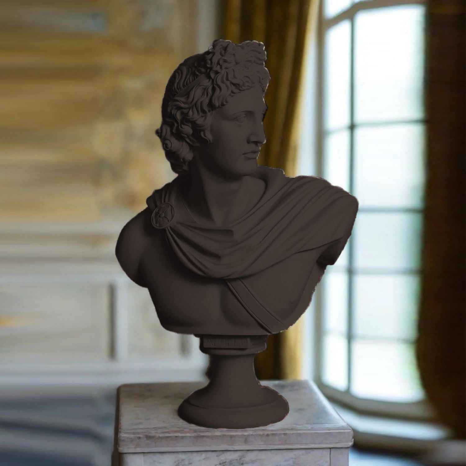 Sculpture antique grecque Apollon Décoration intérieure noire 120-140 CE Meubles canadiens.