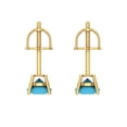 thumbnail image 4 of 0.2 Ct Round Cut Studs Blue Turquoise 18K Yellow Solid Solid Gold Everyday Dainty Earrings Screw Back, 4 of 7