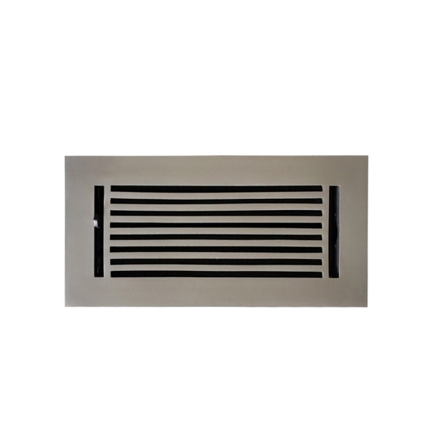 Floor Vent Cover / Register 4” x 10” with Damper – Outer Size 6” x 12”, 5mm Thick Decorative Cast Aluminum, Powder Coated, Repaintable – Modern Linear Design VR109 for Floors, Walls & Ceilings