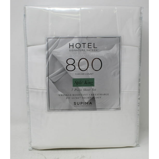 Hotel Signature Sateen 800 Thread Count Split King Bright White 7 Pc