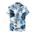 thumbnail image 4 of YLSDY Deals Men's Casual Button Down Shirts Short Sleeve Regular Fit Fashion Camp Beach Shirts Tops Summer Vacation Floral Casual Lapel Shirts Blue 6, 4 of 5