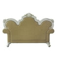 thumbnail image 4 of Benzara Upholstered Faux Leather & Solid Wood Loveseat in Beige and White, 4 of 5