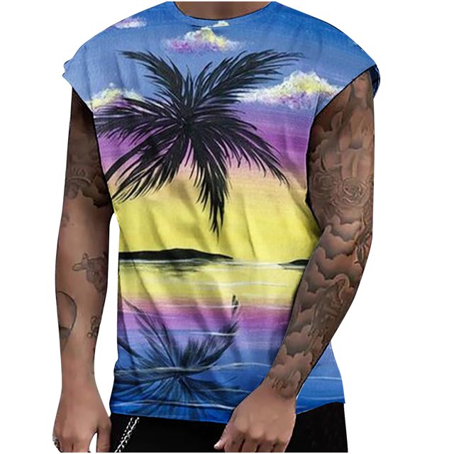 Moda de verano para hombres Impresión 3D Hombro expandido Casual Deportes Casual Camiseta sin mangas Chaleco Pompotops oipoqjl30625