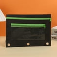 thumbnail image 4 of Lksixu Sturdy Pen Pouch for 3 Ring Binder, Large Capacity Oxford Cloth Stationery Organizer Double-Layer Pencil Case with Zipper, Travel Cosmetic Bag, Green Zipper, 4 of 8