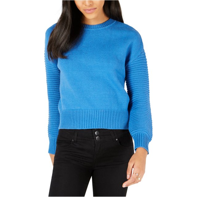 maison Jules suéter de manga acanalada para mujer, azul, mediano