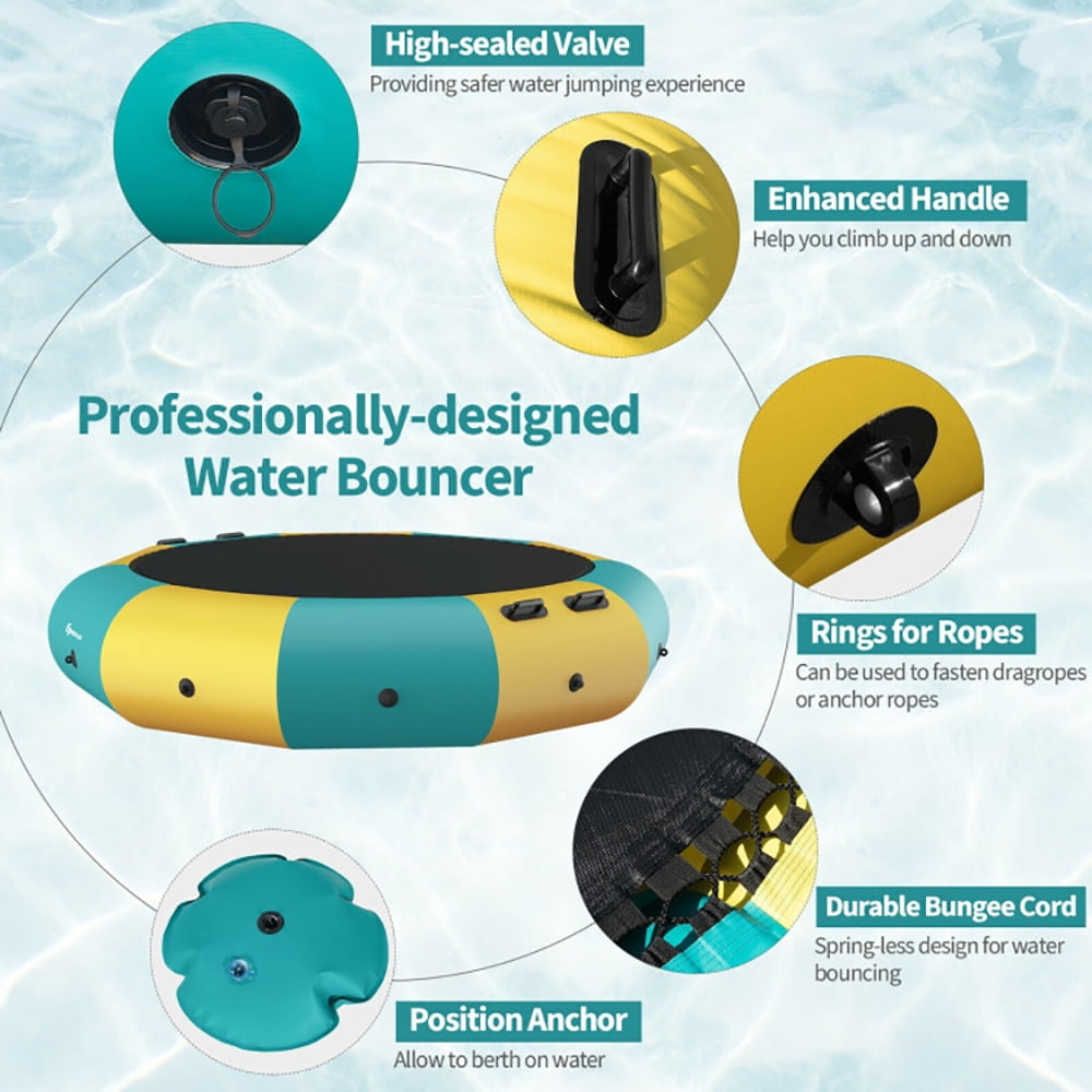 Aimee Lii 10 Feet Inflatable Splash Padded Water Bouncer Trampoline, Backyard Kids Trampoline, Yellow