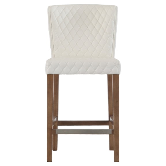 NPD Furniture Albie 25.5" PU Diamond Stitching Counter Stool in Off White