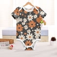 thumbnail image 6 of Small Flowers in Orange and White Pure Cotton Bodysuit Short Sleeve Pajamas One-Piece Romper Unisex 9M, 6 of 6