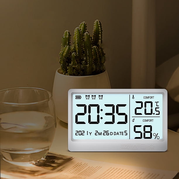 Los estudiantes de Lisbinx usan un reloj despertador silencioso con sensor de humedad y temperatura inteligente para niños, reloj luminoso para dormitorio, reloj digital para despertarse.