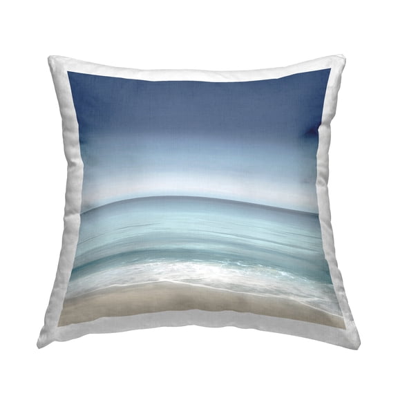 Stupell Industries Beach Waves Sandy Shoreline Horizon Square Decorative Printed Throw Pillow, 18 x 18,
