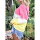 thumbnail image 3 of Sudadera de manga larga para mujer, con estampado tie dye y bloques de color, 3 of 6