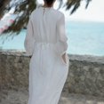 thumbnail image 7 of SMihono Maxi Dresses for Women 2025 Summer Fashion 3/4 Sleeves Round Neck Double-Layer Dresses Solid Flowing Boho Long Dress White XXL, 7 of 7