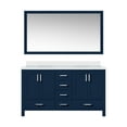 thumbnail image 3 of Jacques 60 in. W Navy Blue Double Bath Vanity, White Quartz Top, and 58 in. Mirror, 3 of 9